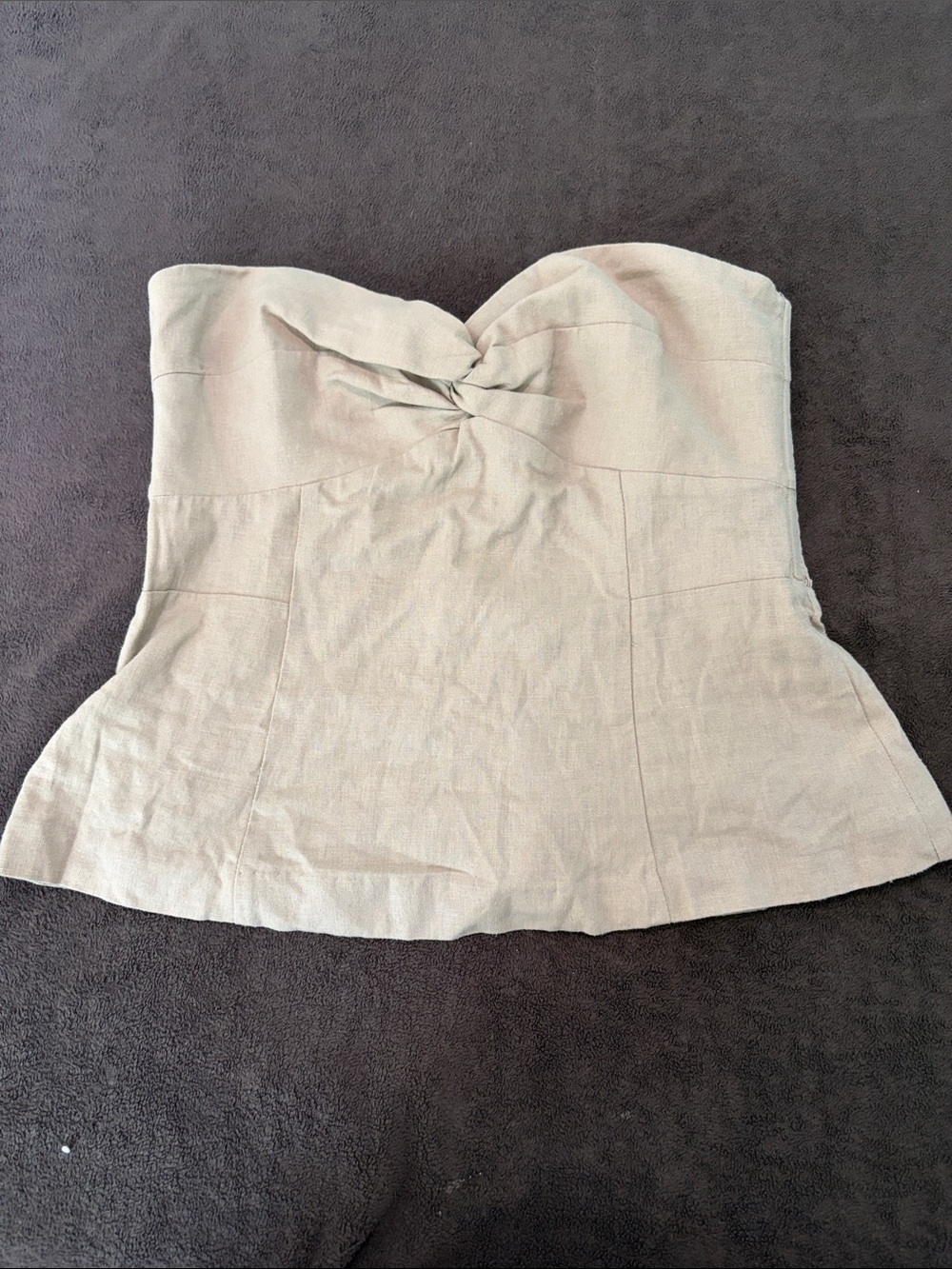 Banana Republic Strapless Twist-Front Linen-Blend Top in Beige